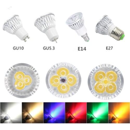 Led bulb spotlight 3w 4w 5w GU10 GU5.3 E27 E14 110V 220V cold white nature white 4000k red green blue yellow dimmable spot light