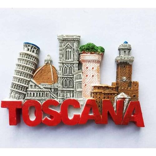 QIQIPP Italy Tuscany Pisa Leaning Tower Florence Cathedral Tourist Souvenir Magnetic Fridge Sticker Hand Letter