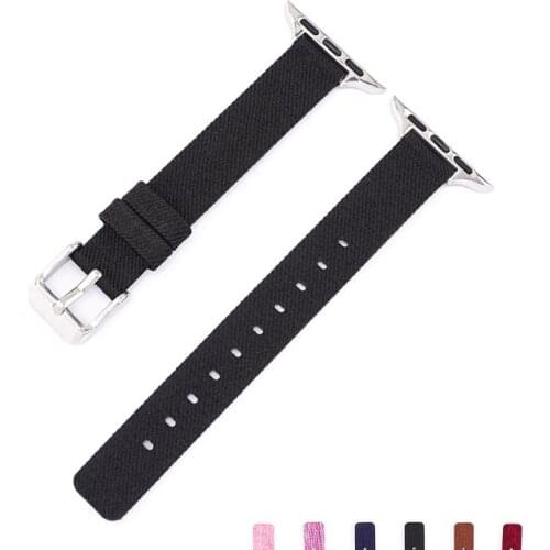 BEAFIRY for Apple Watch 44mm 40mm 42mm 38mm Nylon Band Smartwatch Straps for iwatch Series 4 5 SE 6 Watchband for women Black