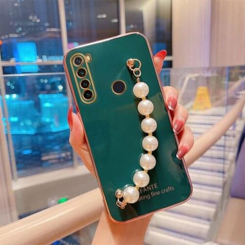 Luxury Wrist Chain Pearl Bracelet Case For Xiaomi Redmi Note8 Cover For Redmi Note 8 Pro 8T Note7 Case Soft Silicone Capa