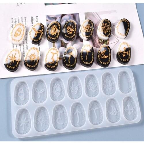 Crystal Epoxy Resin Mold Energy Symbol Runes Letter Word Model Mirror Casting Silicone Mould DIY Crafts Pendant Jewelry Tools