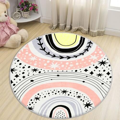 Gray Round Kids Room Rug clock numbers girl heart educational carpet