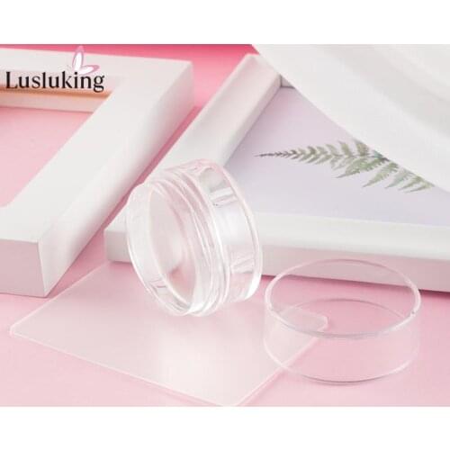 4cm Big Jelly Pure Clear Nail Art Stamper Set With Cap Silicone Refill Head Polish Print Manicure Stamping Transfer Plate Tools