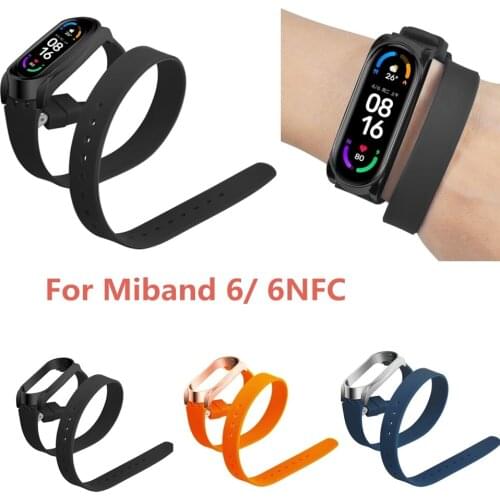Metal Buckle Case Silicone Wrist Strap Replacement Wristband Suitable for Xiaomi Mi Band 6/6 NFC