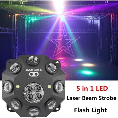 5 In 1 LED Projector Stage Effect Laser Beam Strobe Flash Light DMX Bee Eyes for DJ Disco Party Music Lamp RGBLED Stage Light