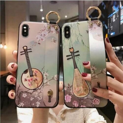 Unique Chinese Style Lute Embossed Phone Case for iPhone 11 Pro Max XS MAX XR Soft Back Cover for iPhone X 8 7 6S 6 Plus Coque