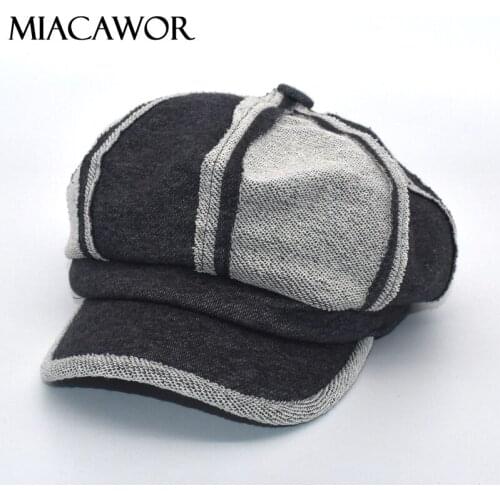 MIACAWOR New Vintage Octagonal Hats Women Autumn Winter British Beret Hat Fashion Woman Caps Gorras Painter Hat C13
