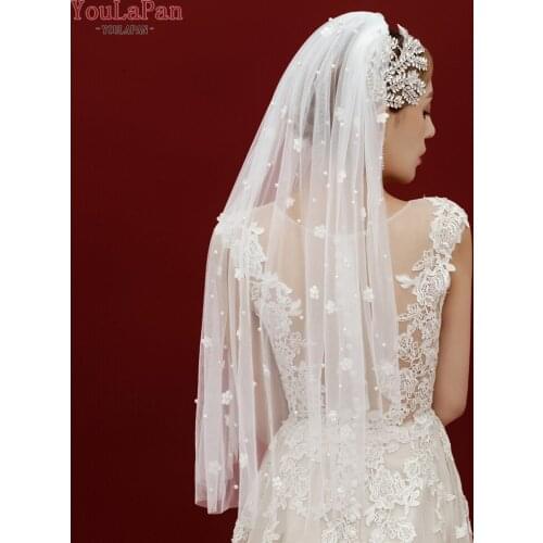 YouLaPan V83 Bridal Veil idal Veil Flower Pearl Long Bridal Floral Veil Ingun Traditional Wedding Dress Veiled Veil for Wedding