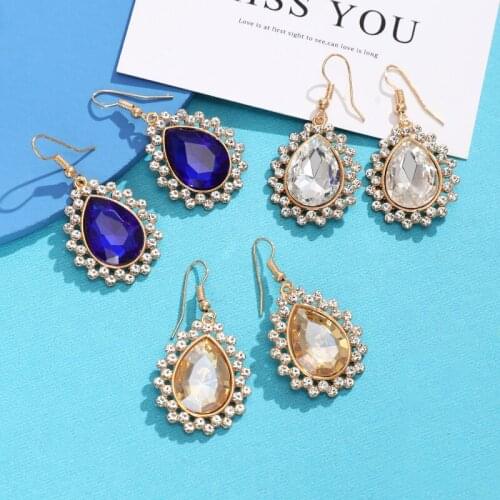 ZOSHI Retro Luxury Crystal Earrings for Women Full Drilling Water Drop Rhinestones Female Earrings Long Earrings Korean