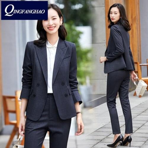 Long sleeve womens suit office wear Blazer and Pants or Skirt set high quality business Ladies Suit Fashion Slim Jacket jy6181