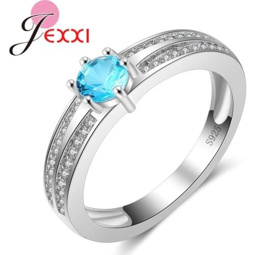 Trendy 925 Sterling Silver Cubic Zirconia Rings For Women Austrian Crystal Engagement Wedding Ring Bands Jewelry Anillos