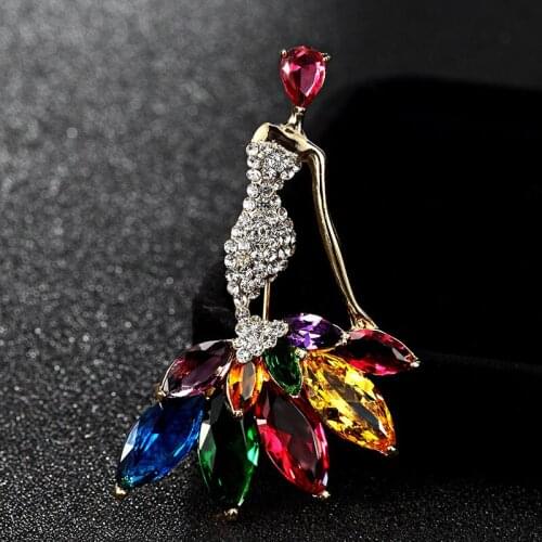 Zlxgirl color Zirconia Ballets Brooches For Women Christmas Hijab Accessories Bridal Broach Nicely Women Bags Bijuteriras Broch