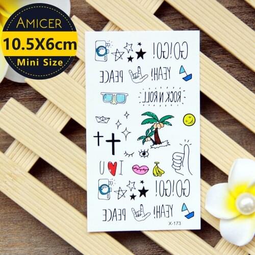 1 Piece Waterproof Temporary Tattoos Stickers Cute Cartoon Tattoo Flash Water Transfer Tattoos fake tattoos for women kids