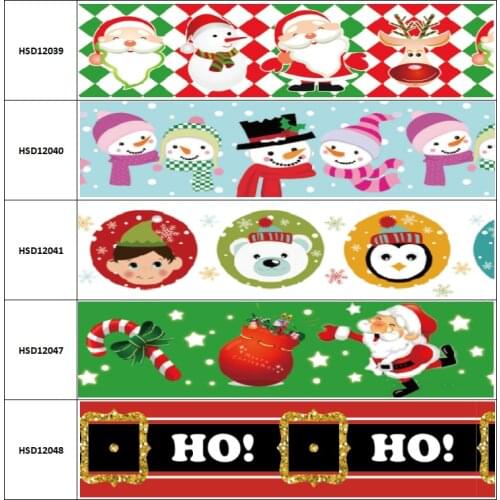 10yard Merry Christmas Snowman Snowflak Colorful Cartoon Grosgrain Ribbon Accessory Hairbow Headwear Decoration DIY 38MM 75MM
