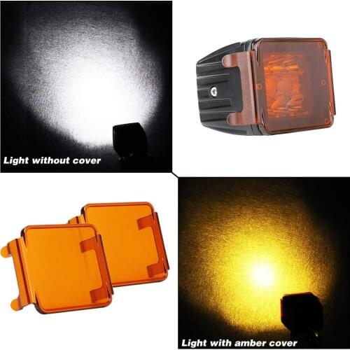 2 Pcs 3 Amber Led Pod Covers Square Led Light Bar Covers Led Cube Covers Protective Polycarbonate Light Bar Lens Covers
