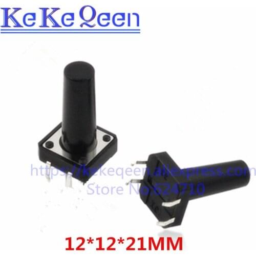 50Pcs/Lot 12*12*21mm 12x12x21MM Touch Button Micro Switch Direct Plug-in Self-reset 12*12*21 keys button DIP 4PIN 12*12*21