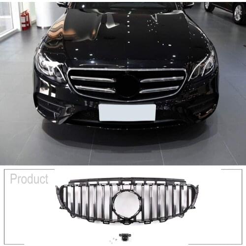 For Mercedes Benz E Class W213 E200 E300 2016-2019 Black Silver Replacement GT Vertical Mesh Front Grills Trim Auto Accessories