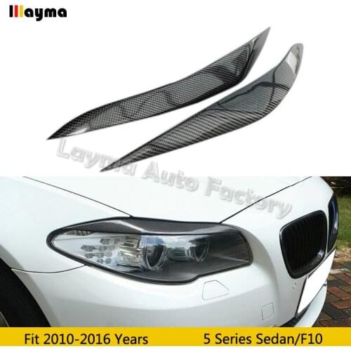 Carbon Fiber Car Eyebrows For BMW 5 Series 520i 525i 530i 535i Sedan F10 M5 fiber glass primer lamp eyelid front light eyebrow