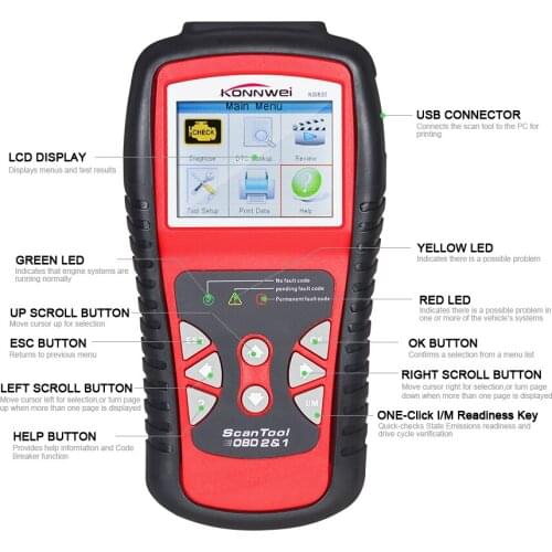 KW830 OBD2 / EOBD Car Auto Scanner Automotive OBDII Fault Code Reader obd Diagnostic tool russian better then MS509