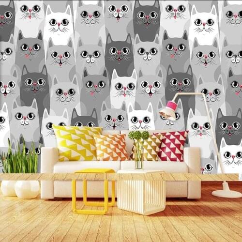 Large Murals Cats Animal 3D Papel Mural Wallpaper for Living room Background 3d Wall Photo Murals Wall paper 3d Wall Sticker