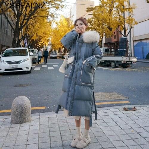 Casacos De Inverno Feminino Women Winter Jacket Fad Color Contrast Tthickened Korean Loose Big Pockets Vogue Long Cotton Coat