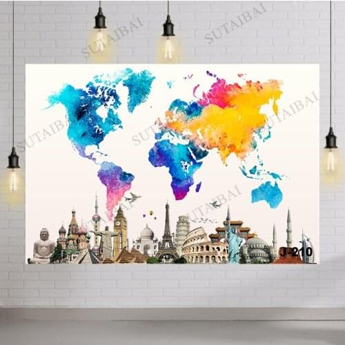 Birthday Photo Backdrop World Map Globe Suitcase Balloons Newborn Baby Shower Photography Background for Photo Studio