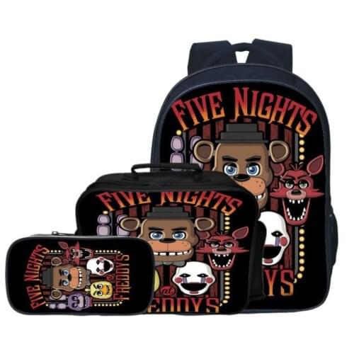 New Style 3pcs/set Five Night At Freddy Kids Baby School Bags FNAF Cartoon Children Backpacks for Boys Schoolbag Girls Bookbag