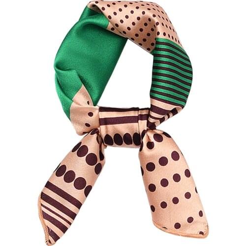 Design Print Women Square Scarf Silk Hijiab Headband Luxury Vintage Office Lady Little Bandana Foulard Femme Hair Ribbon Bufanda