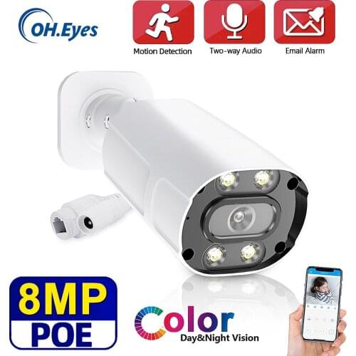 OH.EYES H.265 8MP IP Camera PoE Outdoor Bullet Security Camera Two -Way Audio AI Smart Humanoid Detection Alarm ONVIF P2P