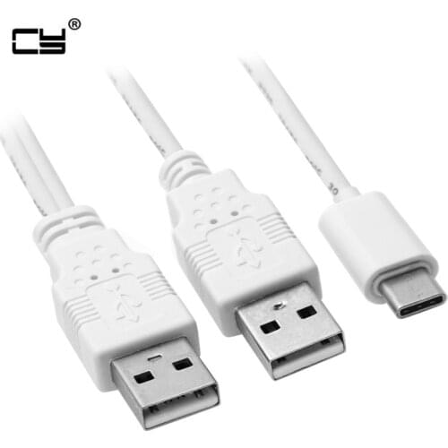 USB 3.1 Type C USB-C to Dual A Male Extra Power Data Y Cable for Cell Phone & Hard Disk