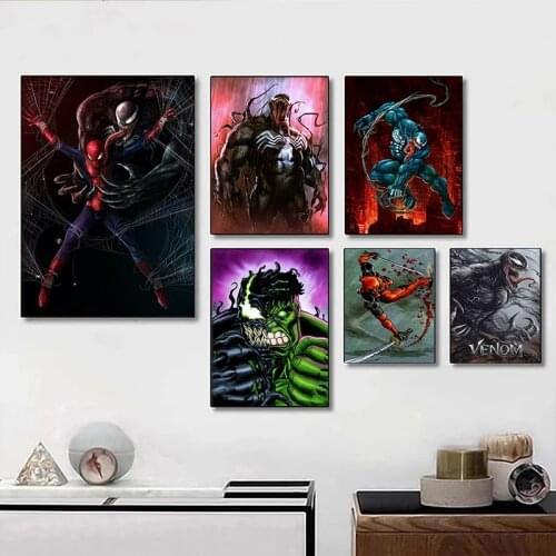 Marvel Avengers Canvas Paintings Superhero Deadpool Spiderman Posters and Prints Wall Art Pictures for Living Home Decoration