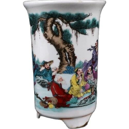 Chinese Old Porcelain Pastel Yinzhong Baxian Flower Pot