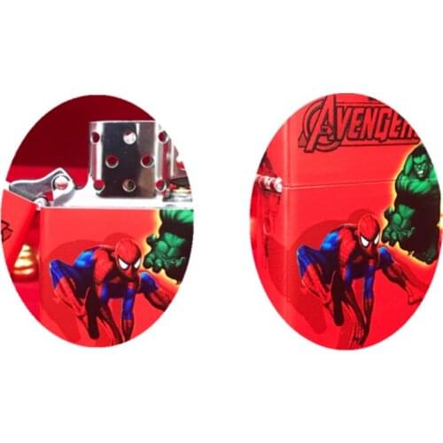 Classical spider color printing hero Kerosene gasoline petroleum oil cigarette lighter New Windproof Portable igniter men gift