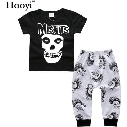 Halloween Misfits Baby Boy Clothes Sets Skeleton Infant T-Shirt Trouser Suits Skull Cotton Children Clothing Outfit 70 80 90 100