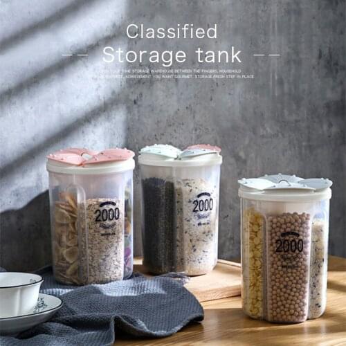 Multi Grid Food Storage Box Multifunction Cereals Sealed Tank Moisture-Proof Transparent Organizer Kitchen Food Grain Container