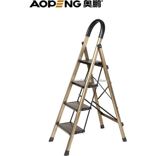 Aluminum Alloy Thickened Folding Ladder Four Step Ladder Household Ladder Miter Ladder Telescopic Stair Engineering Alumi