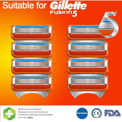 4pcs Razor Blades Compatible for Gillette Fusion Excellent Shaving 5 Layers For Men Face Care or Mache 3