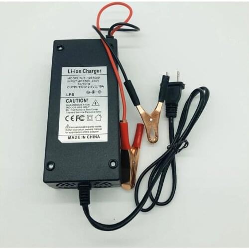 12V 10A Li-ion Battery, Charger with 12.6V 10A Output, Clip Head Input Voltage Range, 130-250V ABS Material