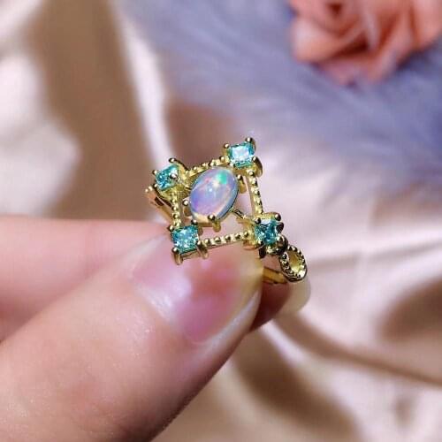 The Best engagement Gift Opal Ring 925 sterling silver Fine jewelry Opal Ring