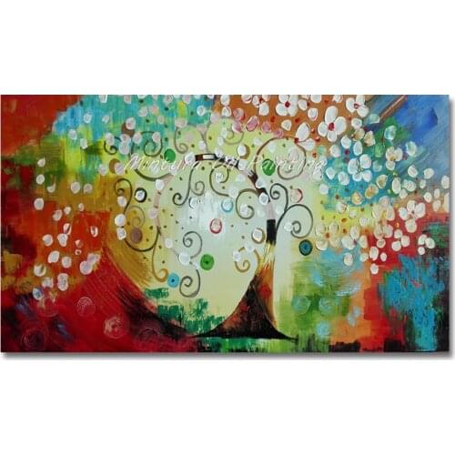 Free Shipping 100% Hand Painted Golden Trees Colourful Abstract Landscape Wall Art Oil Painting On Canvas No Framed HY141125