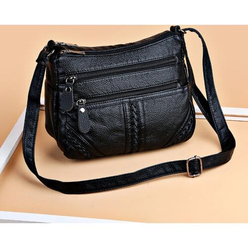Hot Fashion Women Bag Washed Pu Soft Leather Shoulder Bag Multi-layer Crossbody Bags Quality Small Bag Brand Red Handbag Purse
