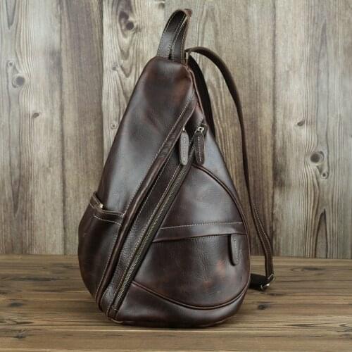 Man Backpack Genuine Leather Shoulder Strap Zipper Crossbody Bag Ipad Phone Pocket Pouch Business Travel Mochila Escolar Gifts