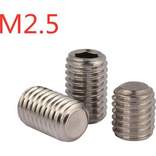 M2.5*2/2.5/3/4/5/6/8/10/12/16/20 DIN913 Stainless Steel Hex Socket Set Screw With Flat Point