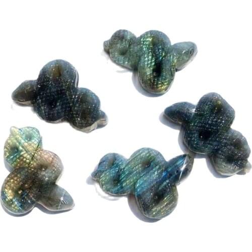 Natural Labradorite Snake Hand Carved Polished Quartz Crystal Snake animal Healing Crystal