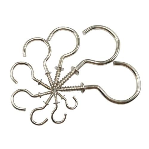 Nickel-plated metal ceiling hook, screw hook, cup hook, hanging cap nail, hanger, high quality，8 different sizes