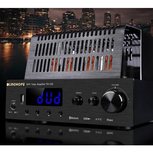 Latest KINGHOPE TH-102 fiber coaxial fever tube amplifier non-destructive Bluetooth hifi amplifier home 100W+100W