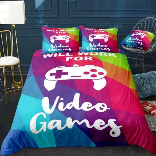 Will Work For Video Games Duvet Cover Twin/Queen/King Size Luxury Comforter Bedding Set With Pillowcase Home Bed Decora