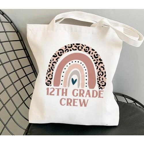 Supplier Teacher 12th Grade Crew Printed Tote Bag women Harajuku shopper handbag Shoulder shopping bag Lady gift Canvas Bag
