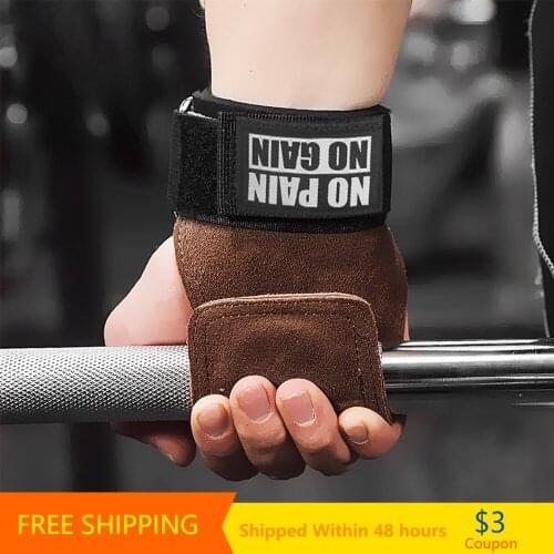 Durable Cowhide Gym Gloves Booster belt Weight Lifting Grip Pads Deadlift Pull up Grip Pads Palm Protection Lifting Straps