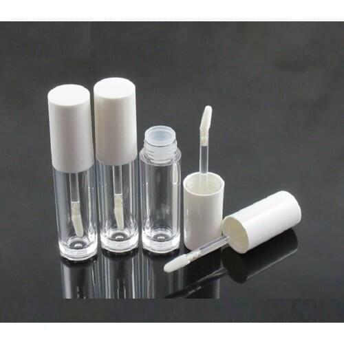 Empty 5ML Lip Gloss Tubes White Clear Round Cosmetic Container Lipgloss Packaging Lip Gloss Tubes with Wand 100pcs